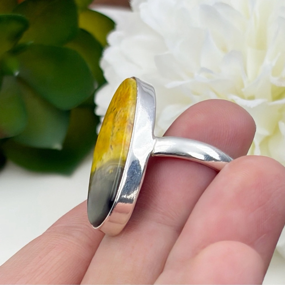 Sterling Silver 925 Bumble Bee Bumblebee Jasper Ring Size 8 Southwest New - Picture 7 of 12